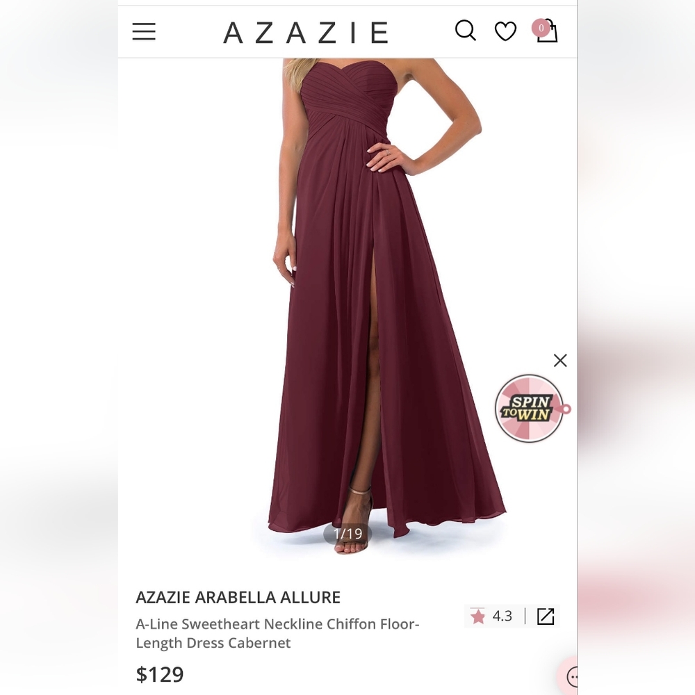 Azazie Size 14 Bridesmaid dress